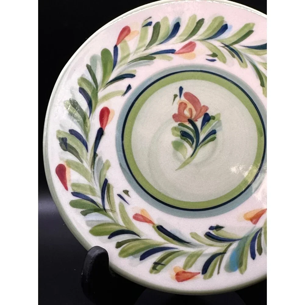 Southern Living‎ Sienna Green Garland Gail Pittman Pottery Trivet Plate 7.25”